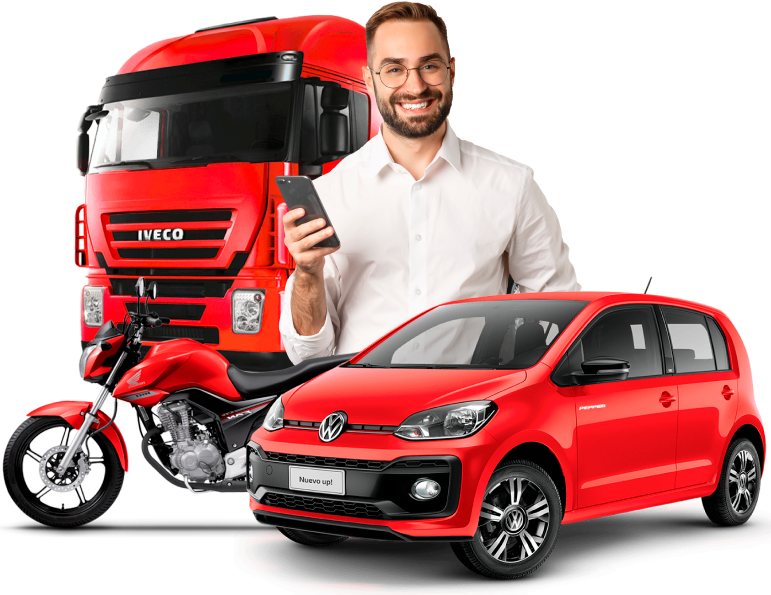 Carros, moto e caminhão para rastreamento e gestão de frotas